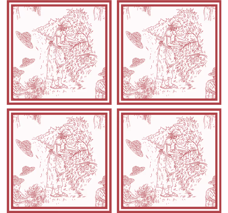 Vintage coasters with rustic scene illustration - TenStickers