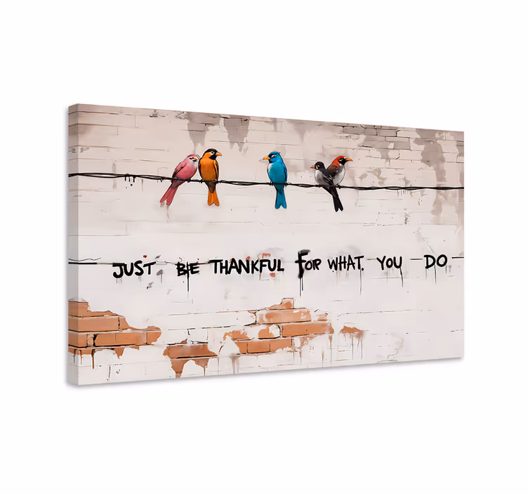 Colourful sitting birds canvas art - TenStickers