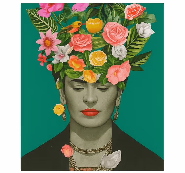 Frida Kahlo colorful flowers canvas art - TenStickers