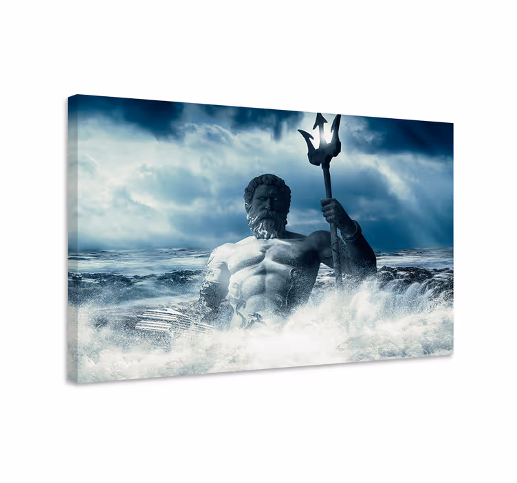 Blue canvas print poseidon art design - TenStickers