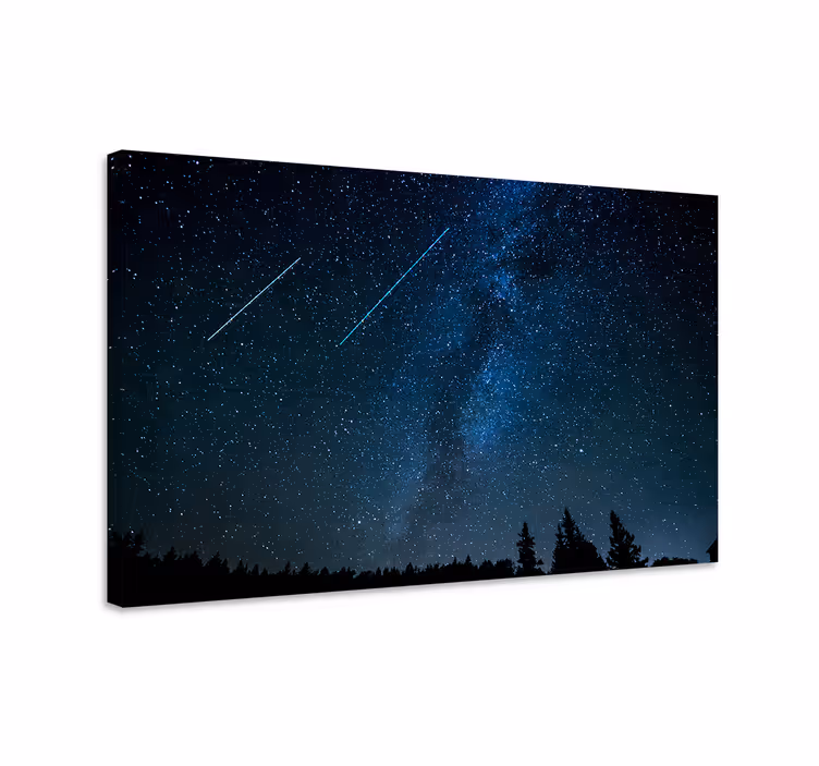 Beautiful shooting star landscape blue canvas print - TenStickers