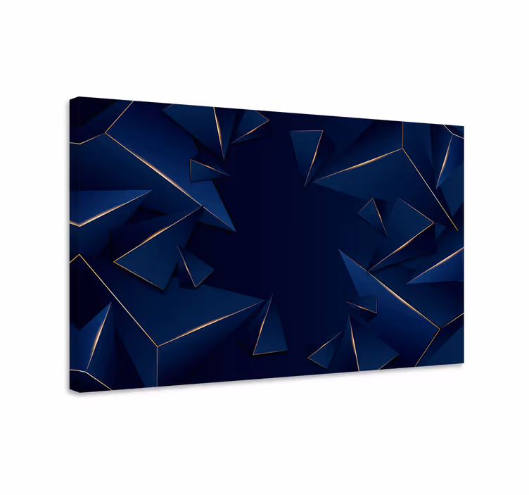 Blue canvas print featuring blue and gold geometric design - TenStickers