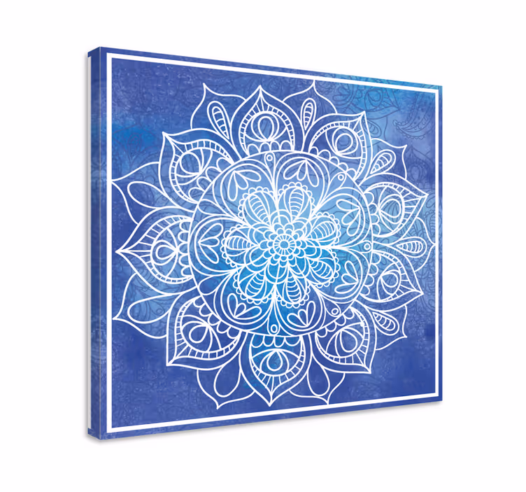 Blue canvas print of a blue hand drawn mandala - TenStickers