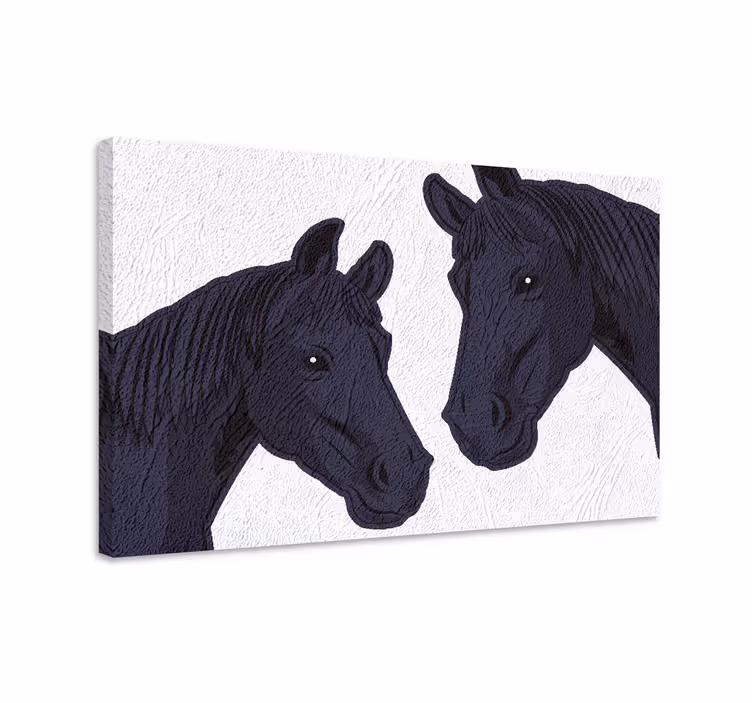 Horse wall art a pair of dark horses print - TenStickers