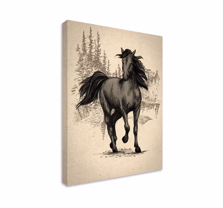 Horse wall art drawn horse - TenStickers