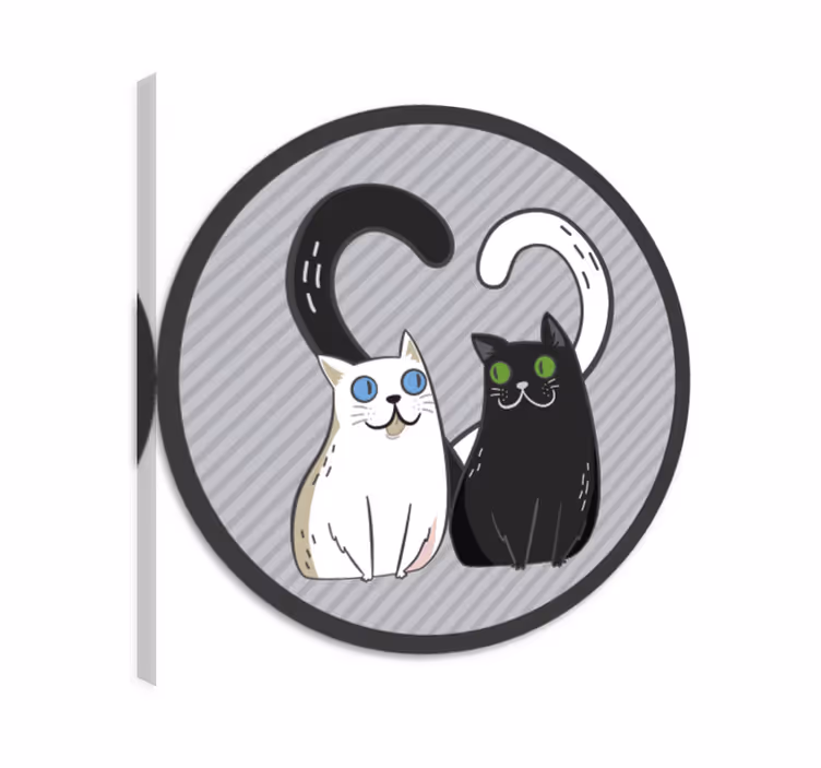 Cat wall art two cats with colored eyes - TenStickers