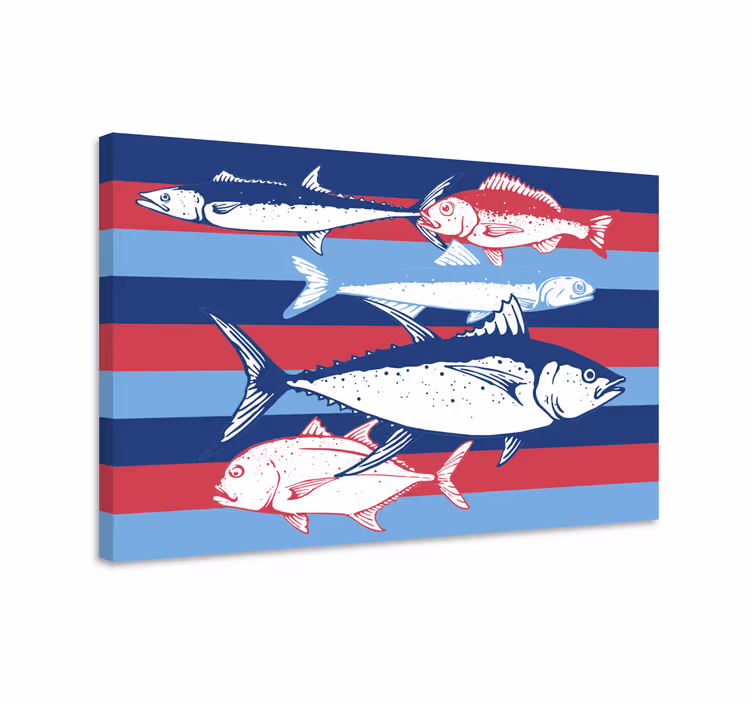 Fish canvas with hand-drawn fishes - TenStickers