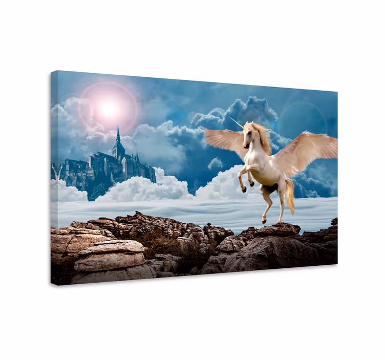 Unicorn pictures framed fearless unicorn in the fog - TenStickers