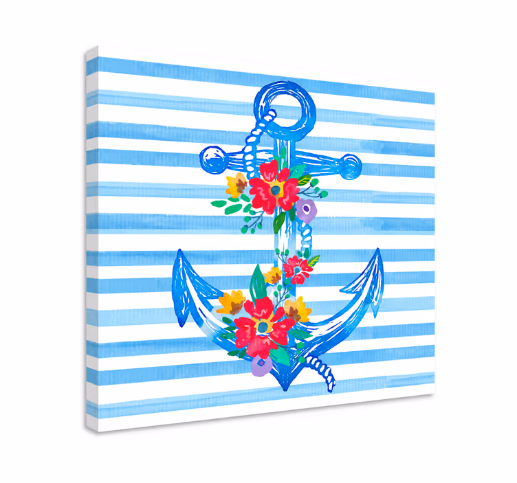 Floral Anchor Illustration nautical canvas art - TenStickers