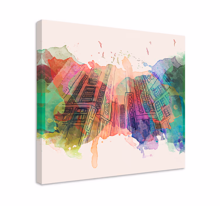 Cityscape wall art abstract urban skyline design - TenStickers