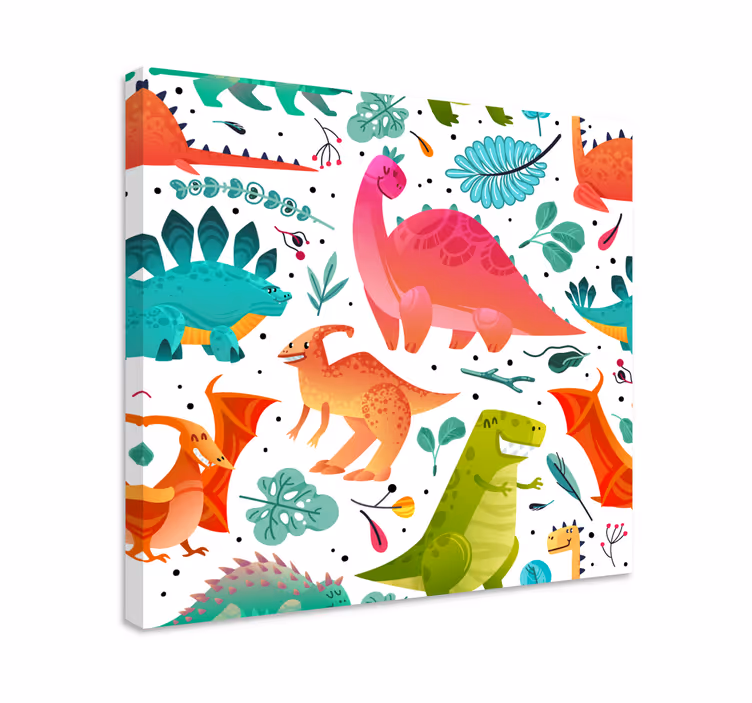 Dinosaur canvas wall art colorful dinosaur journey - TenStickers
