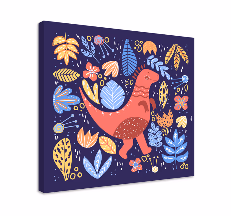Dinosaur canvas wall art playful dino illustration - TenStickers