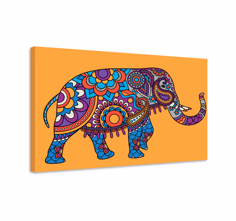 Multicolored mandala elephants walking canvas - TenStickers