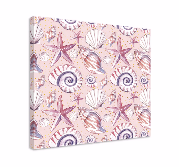 Nautical canvas art seashells and starfish - TenStickers