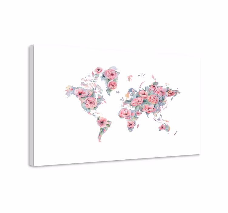 World map with Roses world map canvas - TenStickers