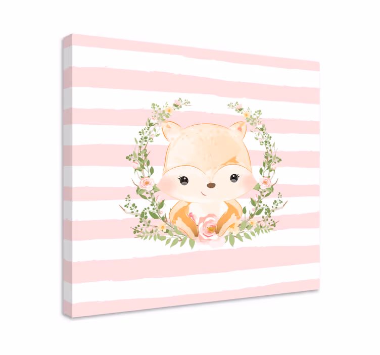 Animal canvas wall art cute fox framed - TenStickers