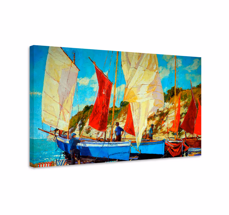 Three boats on the water Nautical canvas print - TenStickers