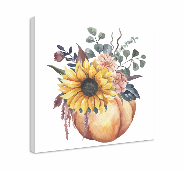 Dead sunflower and pumpkin  fruit canvas - TenStickers