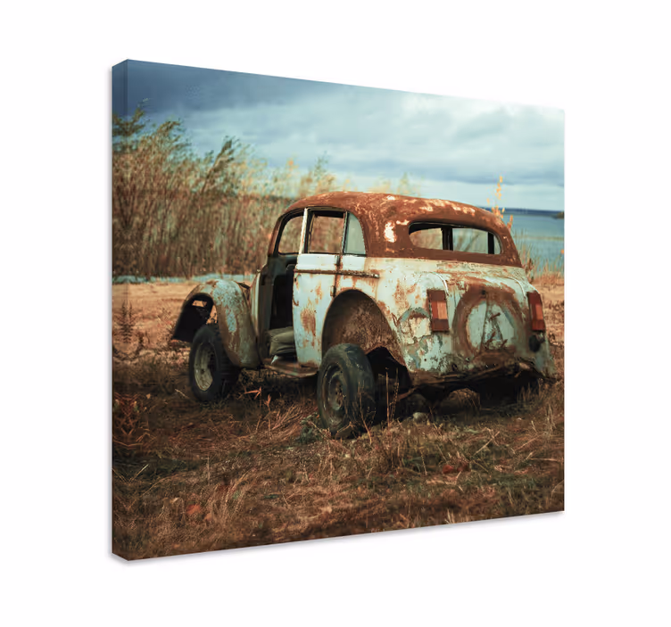 Retro canvas rusty classic car art print - TenStickers