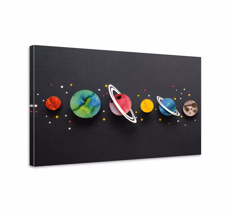 Dinosaur canvas wall art solar system design - TenStickers