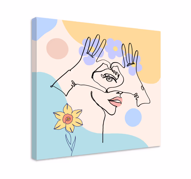Abstract hand linework canvas art - TenStickers