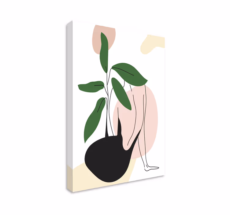 Abstract wall art 1 female figure plant art - TenStickers