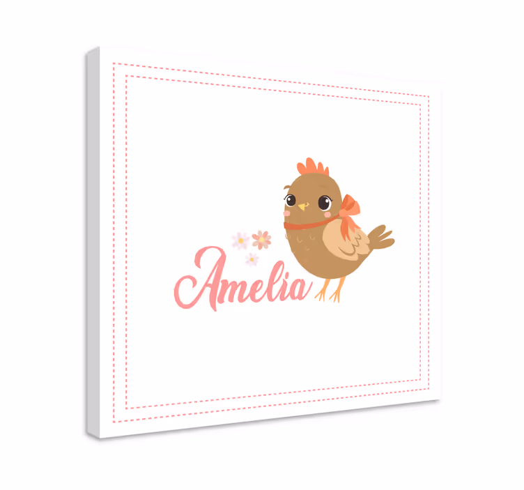 Cute bird character animal canvas wall art - TenStickers
