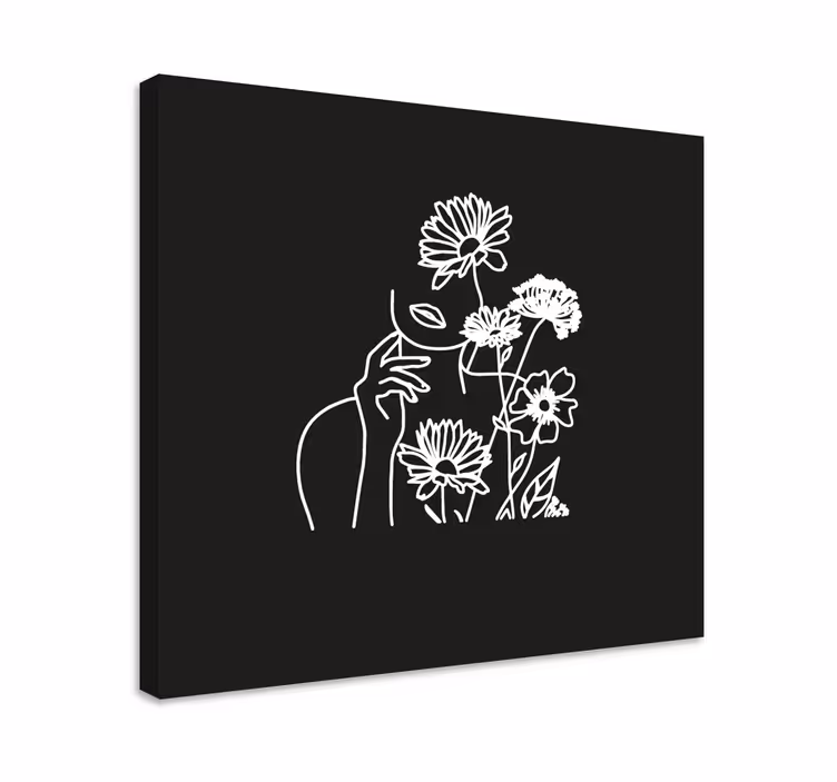 Minimalistic women floral design flower canvas - TenStickers