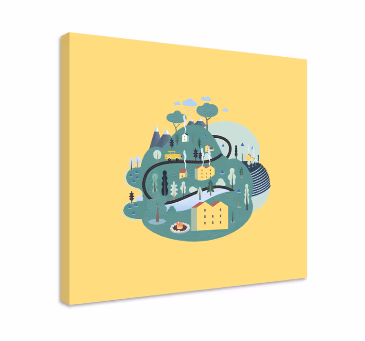 Cityscape wall art charming countryside landscape - TenStickers
