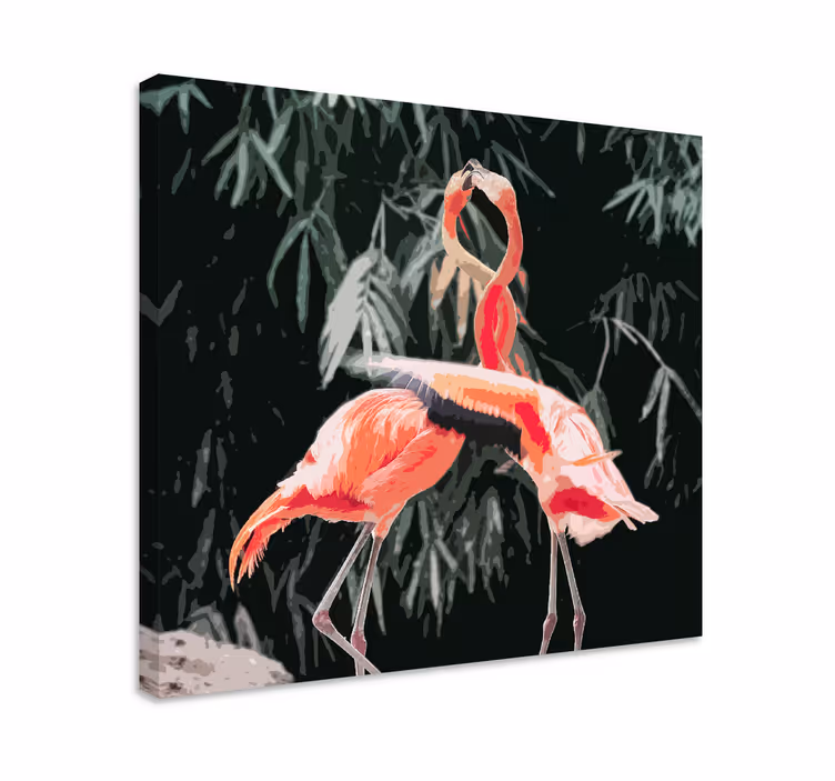 Bird canvas wall art flamingo pair - TenStickers