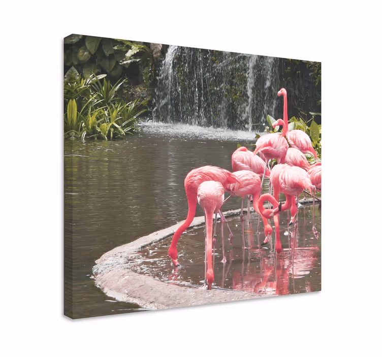 Bird canvas wall art flamingo flock at the pool - TenStickers