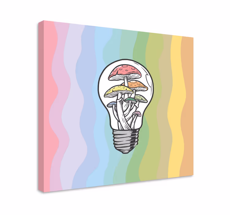Quote canvas mushroom lightbulb - TenStickers