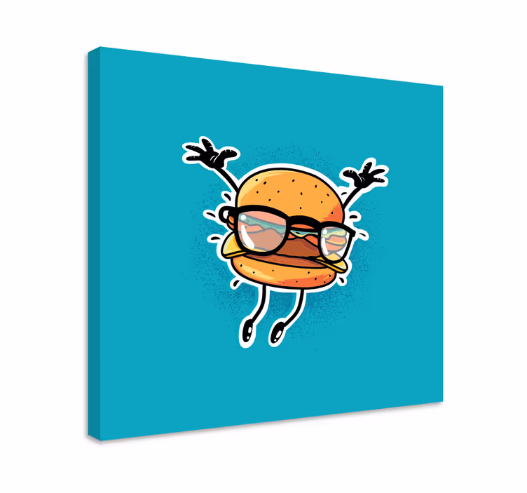 Quote canvas happy burger character - TenStickers