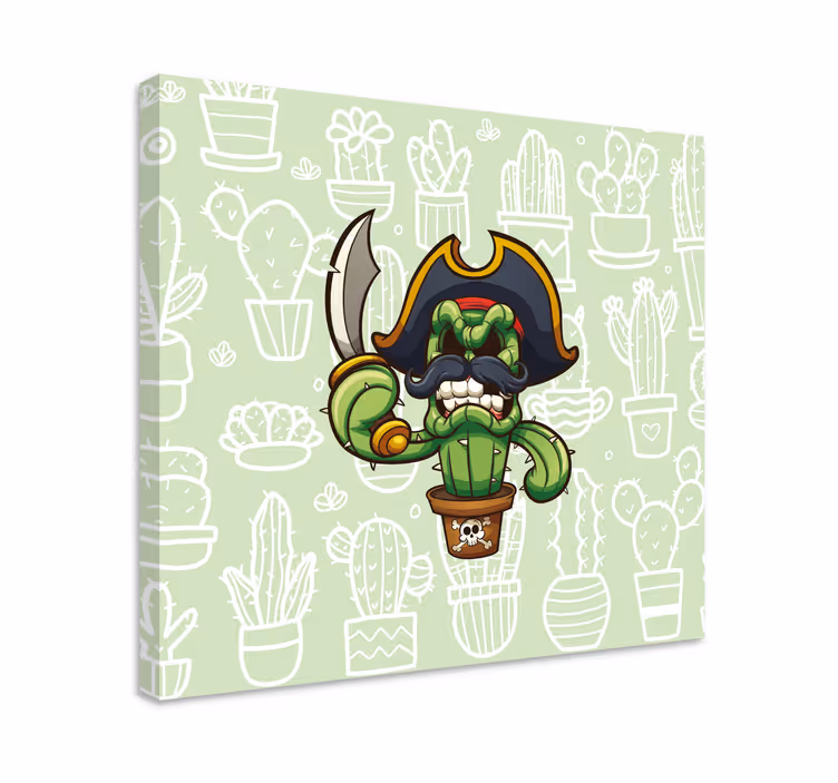 Plant canvas art cactus pirate character print - TenStickers