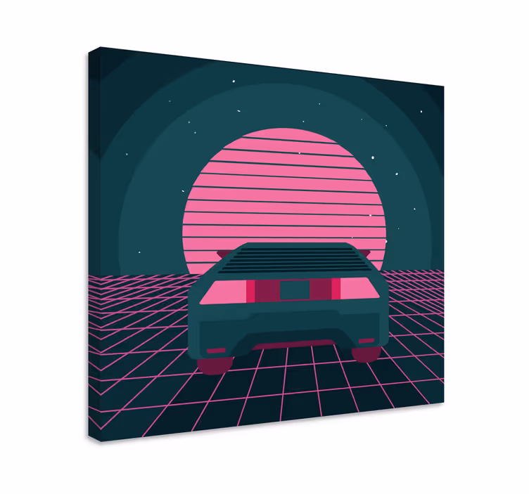 Modern canvas art retro car scene artwork - TenStickers