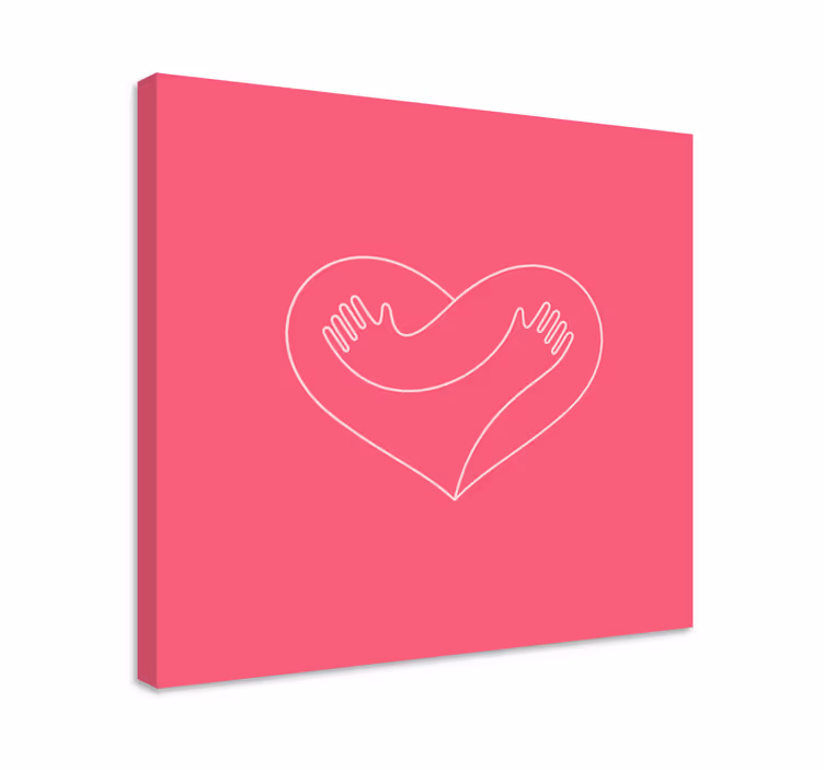 Rustic canvas wall art heart embrace hands - TenStickers