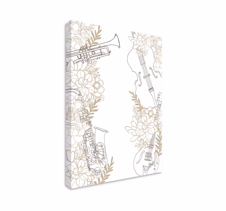 Music canvas art floral musical instruments - TenStickers