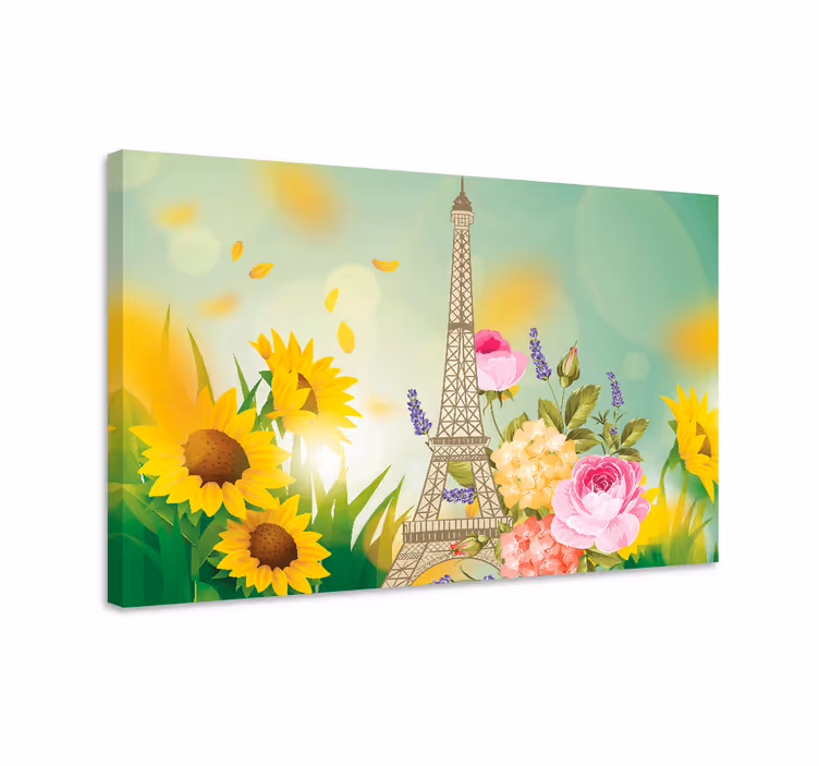Flowers canvas eiffel tower bloom - TenStickers