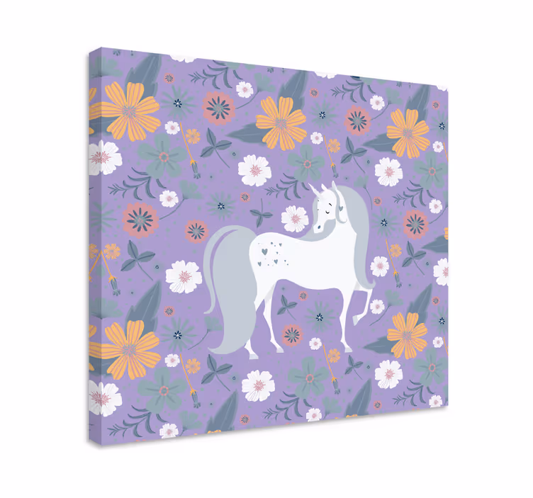 Elephant wallart enchanted unicorn floral - TenStickers