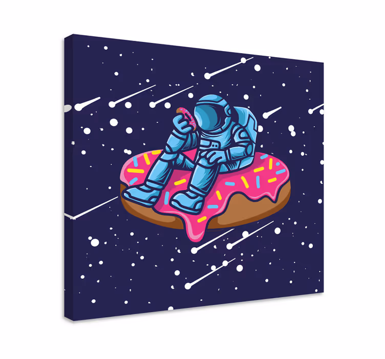 SPACEMAN ON DONUT framed gaming wall art - TenStickers