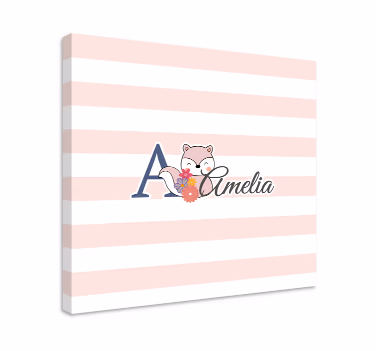 Cocktail canvas adorable fox personalization - TenStickers