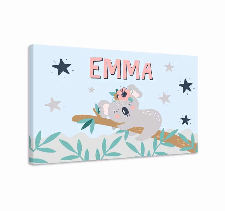 Cute koala for girl personalised canvas - TenStickers