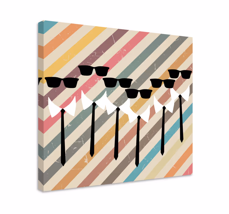 Floral canvas wall art with chic sunglass figures - TenStickers