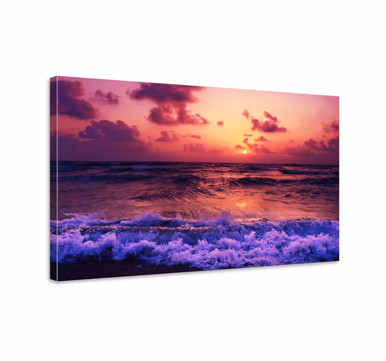 Vibrant sunset waves landscape canvas - TenStickers