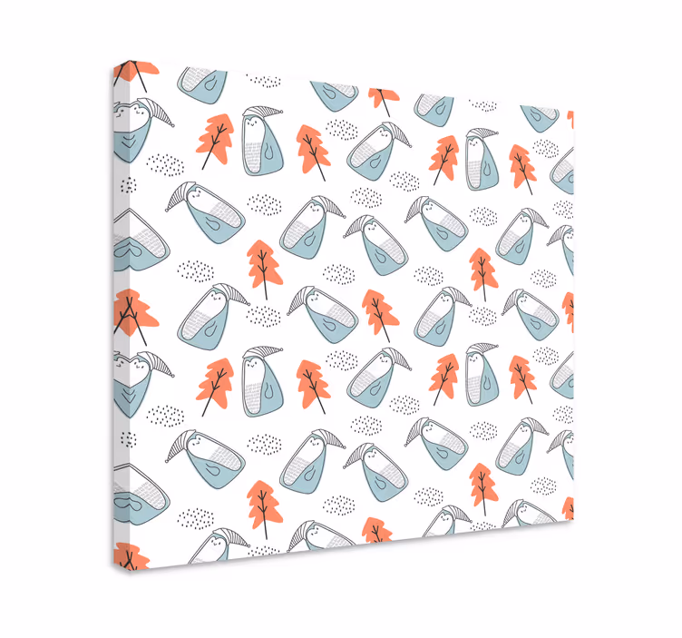 Floral canvas wall art with adorable animal design - TenStickers