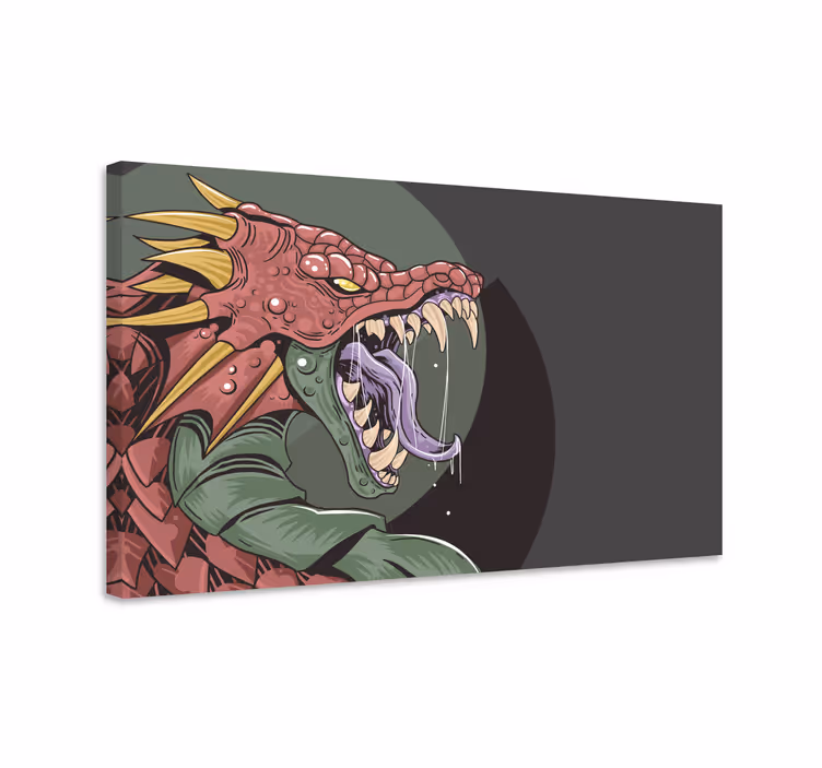 Dinosaur canvas wall art ferocious dragon creature - TenStickers