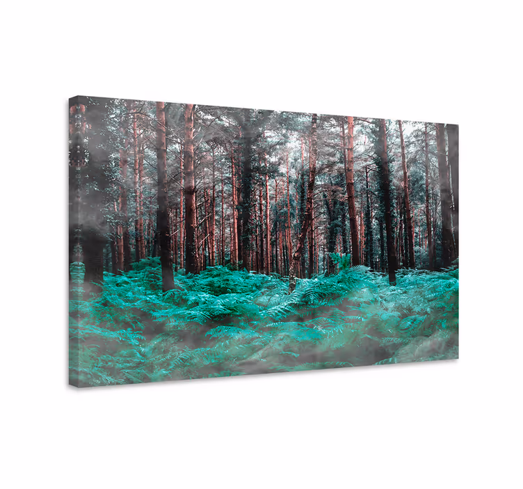Lush green ferns flowers canvas - TenStickers