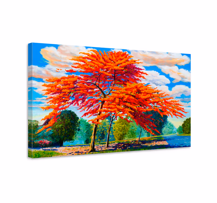 Flowers canvas fiery autumn foliage print - TenStickers
