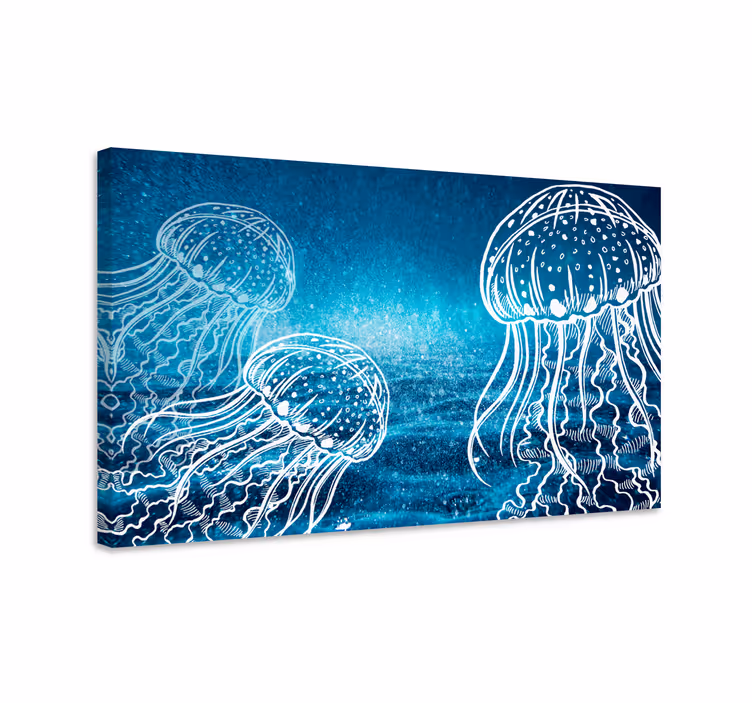 Nautical canvas art jellyfish ocean life - TenStickers