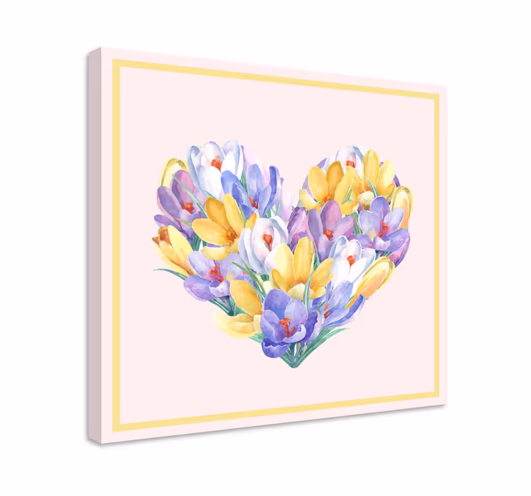 Flowers canvas heart-shaped blossoms - TenStickers